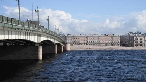 Stone bridge on river in city Stock Footage 208463022