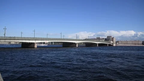 Stone bridge on river in city Stock Footage 208463028