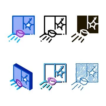 Stone-broken window icon vector outline multipack Ilustración de archivo