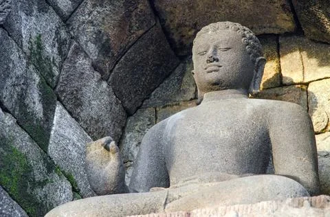 Stone Buddha. Borobudur. Java. Indonesia Stone Buddha. Borobudur. Java. In... Stock-Fotos
