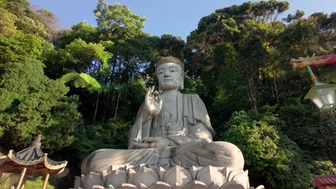Stone Buddha statue at Chin Swee Caves Temple in Genting Highlands Stock Footage 338003804