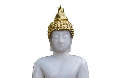 Stone Buddha statue on isolate white background Stock Photos