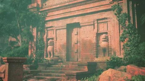 Stone Building Adorned With Statues Ilustración de archivo