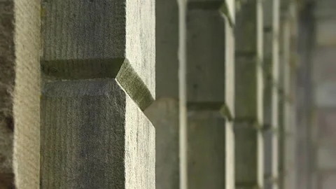 Stone Building Facade With Columns In Eclectic Architectural Style Stock Footage 137326530