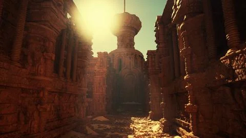 A stone building with a tower Ilustración de archivo