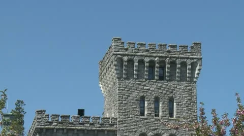 Stone building with watchtower on the top  (1 of 3) Stock Footage 10688505