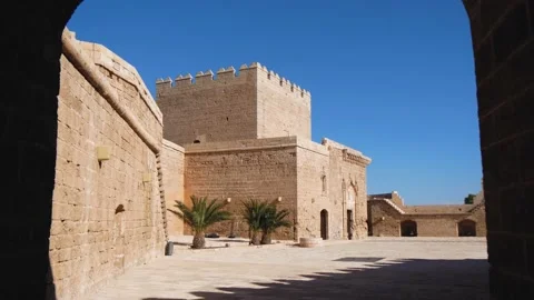 Stone Buildings And Walls Inside The Ancient Fortress (Almeria, Spain) Stock Footage 230095725