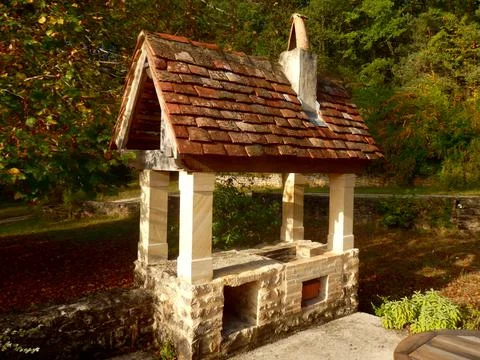 Stone built barbecue Stock Photos