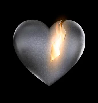 Stone burning heart Stock Illustration