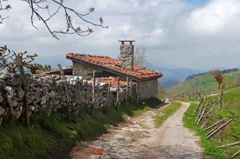 Stone cabin in basque mountains Stock Photos