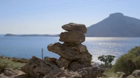 Stone cairn Stock Footage 218372041