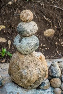 Stone cairns 스톡 사진