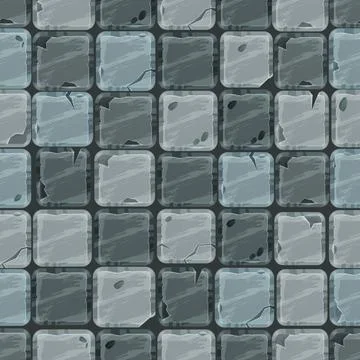 Stone cartoon pavement seamless pattern, rock cracked tiles floor texture イラスト素材
