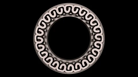 Stone carved Samoan Ring frame. 3D animation. ALPHA MATTE. Stock Footage 118993423