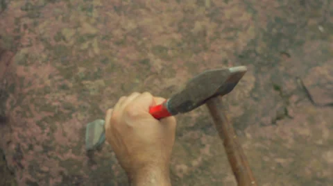 Stone carving cutting stone work 1 Stock Footage 29658062
