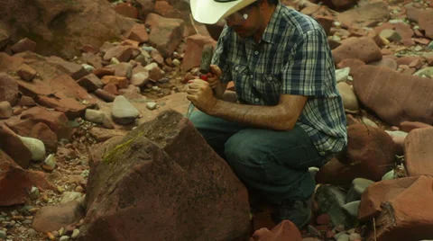 Stone carving cutting stone work 3 a Stock Footage 29658140