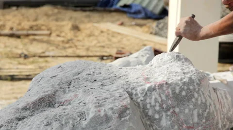 STONE CARVING  Stock Footage 40545828