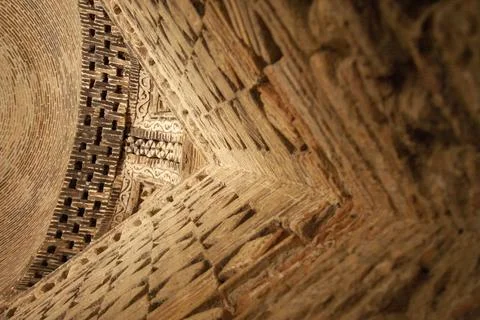 Stone carving in the inside of building Stockfoto's