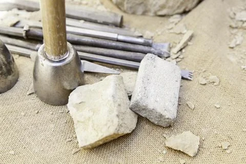 Stone carving tools Stock Photos