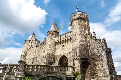 The Stone Castle in Antwerp Stock Photos