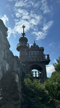 Stone Castle Tower Blue Sky Stock Photos