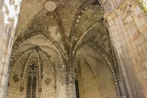 Stone ceiling in a gothic temple 스톡 사진
