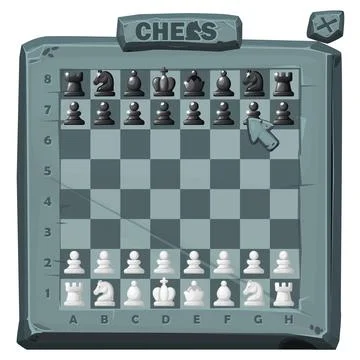 Stone Chess board and set chess figures for 2D game UI Stock Illustration