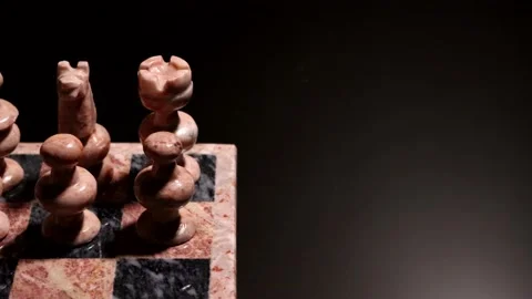 Stone Chess Set - Pan Across Stock Footage 136670028