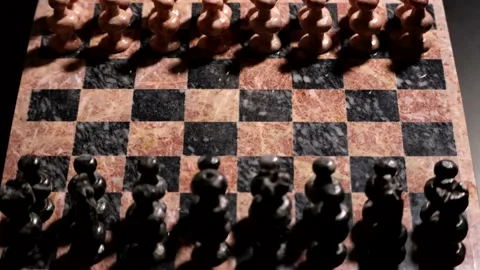 Stone Chess Set - Pan Up Stock Footage 136670003