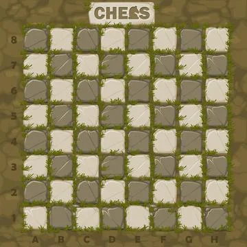 Stone Chessboard on ground texture for 2D game. Vector Chess board Stock Illustration