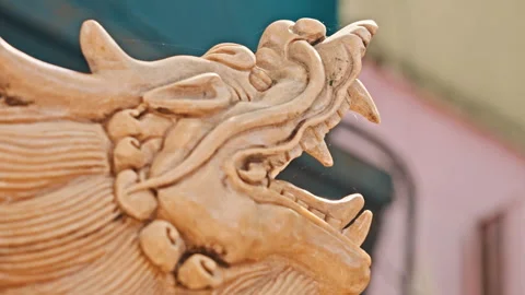 Stone Chinese Dragon Statue Stock Footage 262233483