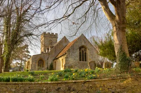 Stone church at springtime Foto stock