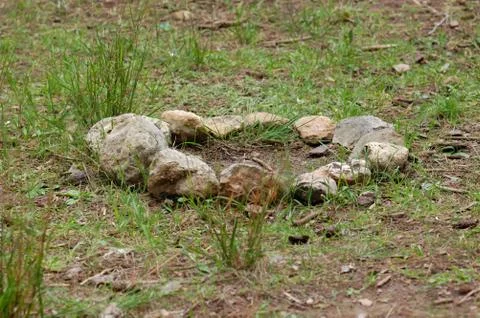 Stone circle in a forest Stock Photos