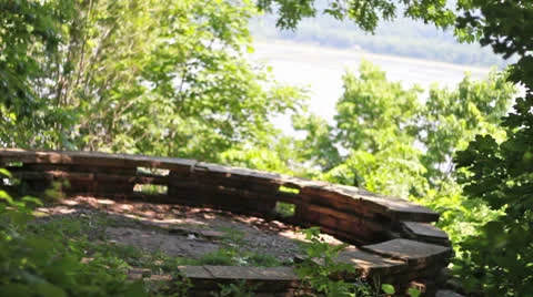 A Stone Circle Looking Over the Mississippi River Stock Footage 25327901