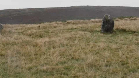 Stone circle in the rain Stock Footage 117555103