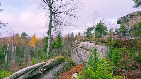 Stone City in autumn. Bright foliage and autumn landscape.  Stock Footage 255289341