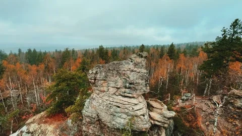 Stone City in autumn. Bright foliage and autumn landscape.  Stock Footage 255642653