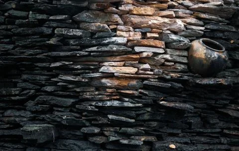 Stone cladding stone wall pattern texture background Stock Photos