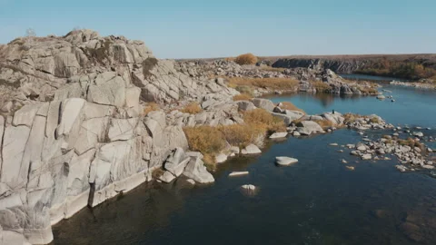 Stone cliffs on the river bank Stock-Footage 243697252