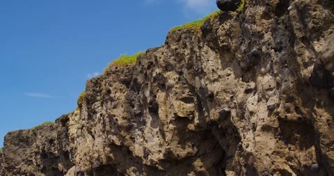 Stone cliffs. Tropical beach coastline pacific ocean. Costa Rica. Stock Footage 86993526