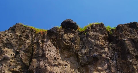 Stone cliffs. Tropical beach coastline pacific ocean. Costa Rica. Stock Footage 86993639