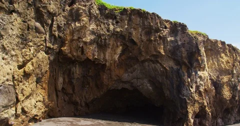 Stone cliffs. Tropical beach coastline pacific ocean. Costa Rica. Stock Footage 86994492