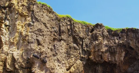 Stone cliffs. Tropical beach coastline pacific ocean. Costa Rica. Stock Footage 86995665