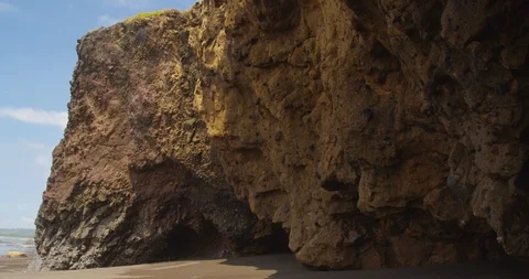 Stone cliffs. Tropical beach coastline pacific ocean. Costa Rica. Stock Footage 87000510