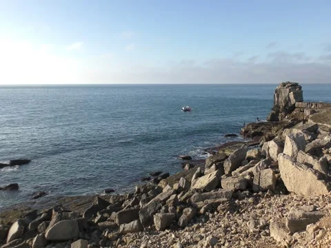Stone coast and the sea. Stock Footage 73235317