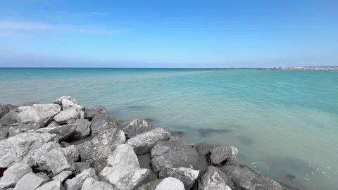 Stone coast of the Black Sea Stock Footage 296986769