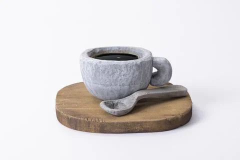 Stone Coffee Cup with Spoon Photos