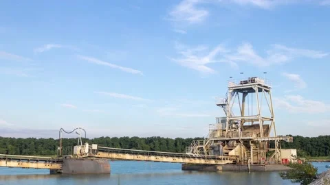 Stone collecting machine on the water timelapse Stock-Footage 151741468