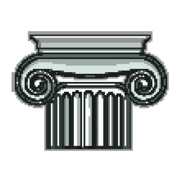 Stone column ancient pixel art vector illustration Illustrazione stock