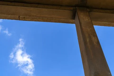 Stone Column Framing Blue Sky in Cairo, Egypt Stock Photos